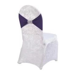 Habillage de chaise en velours violet à ceinture