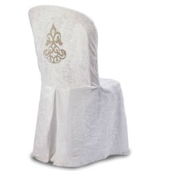Sırtı Desenli Beyaz Sandalye Giydirme Sırtı Desenli Beyaz Sandalye Giydirme