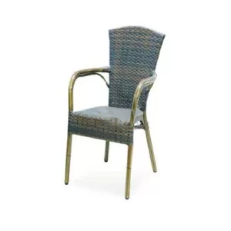 Long Back Detail Rattan Knitted Chair With Bamboo Arms rtt29