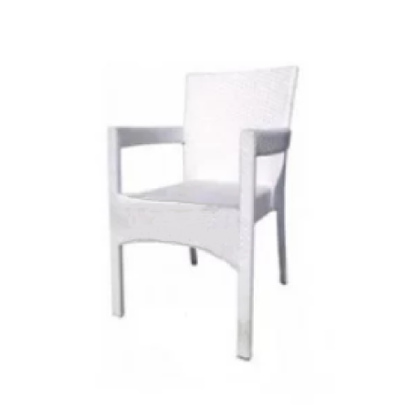 Beyaz Kalın Örme Rattan Kollu Sandalye rtt20
