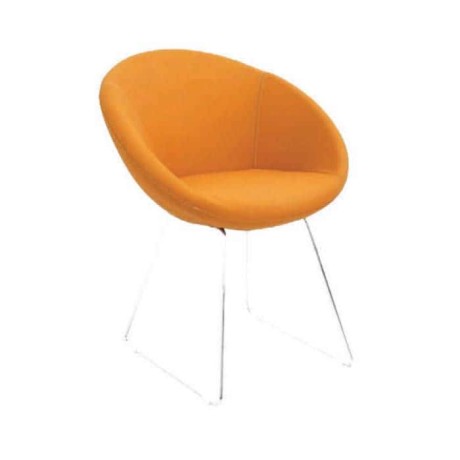 Yellow Leather Upholstered Polyurethane Chrome Leg Chair