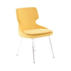 Yellow Leather Upholstered Chrome Legs Polyurethane Chair  Yellow Leather Upholstered Chrome Legs Polyurethane Chair