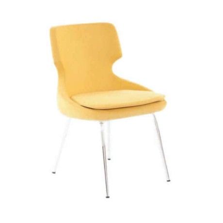 Yellow Leather Upholstered Chrome Legs Polyurethane Chair 