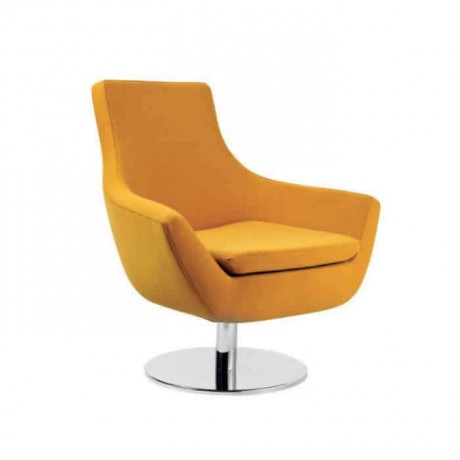 Yellow Fabric Upholstered Round Metal Leg Polyurethane Seat