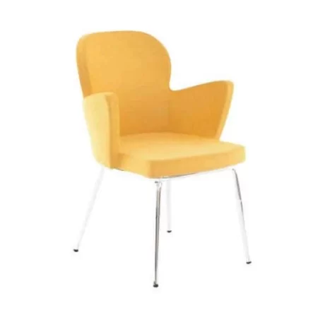 Fauteuil en polyuréthane à jambes tubulaires en tissu jaune