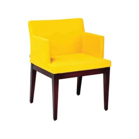 Yellow Fabric Walnut Painted Polyurethane Chair