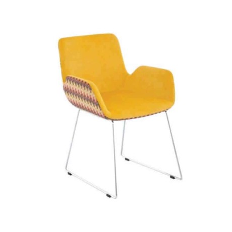 Yellow Fabric Bar Metal Leg Polyurethane Chair