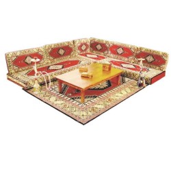 Klasik Şark Minderli Oturma Köşesi Sediri Halı Kilim Desenli Kumaşlı Klasik Şark Minderli Oturma Köşesi Sediri Halı Kilim Desenli Kumaşlı