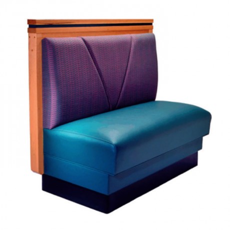 Wooden Frame Purple Blue Leather Upholstered Cafe Booths