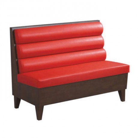 Wooden Red Leather Upholstered Booths