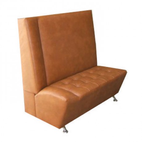 Beige Leather Upholstered Metal Leg Booths