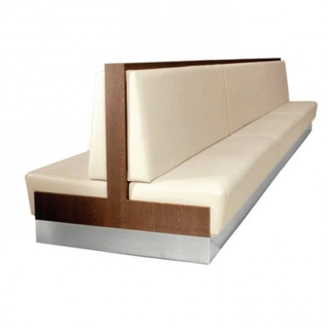 White Leather Wooden Frame Otel Booths
