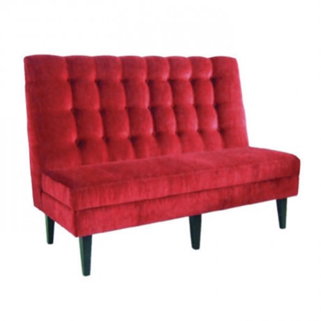 Claret Red Fabric Upholstered Restaurant Couch