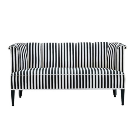 Striped Fabric Black and White Restaurant Couch