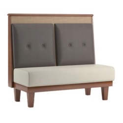 Gri Deri Döşemeli Ahşap Restoran Sediri Gri Deri Döşemeli Ahşap Restoran Sediri