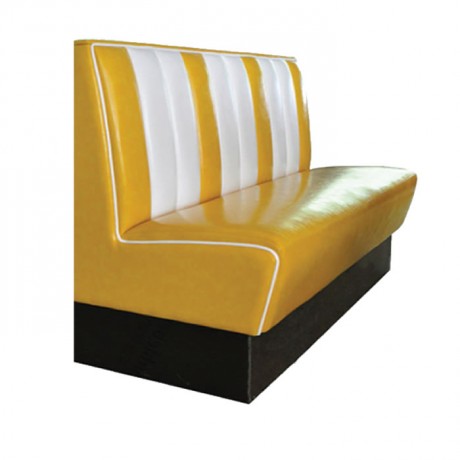 Mustard Colored Leather Upholstered Booths