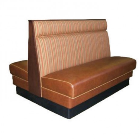 Brown Leather Fabric Upholstered Double Sided Cafe Restaurant Booths