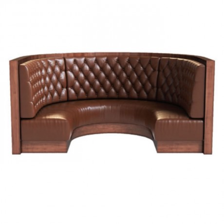 Brown Leather Quilted Round Hotel Restaurant Booths