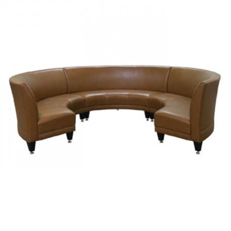 Brown Leather Round Hotel Couch