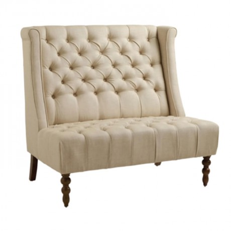 Quilted Beige Upholstered Cafe Couch