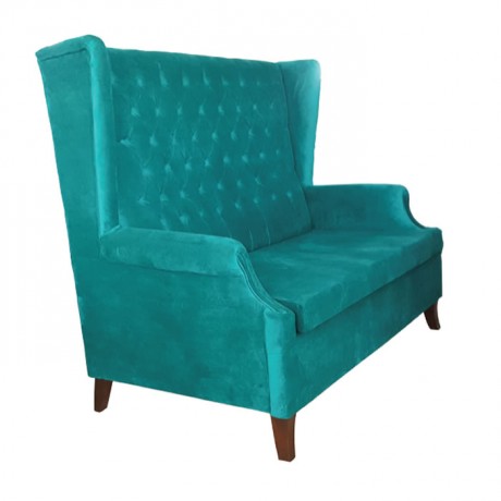 Quilted Turquoise Fabric Upholstered Cedar