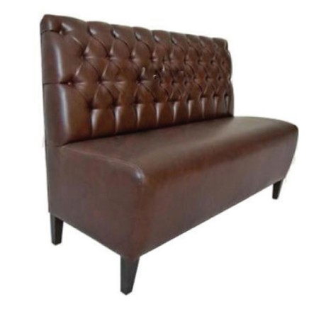 Quilted Brown Leather Upholstered Cafeteria Booths