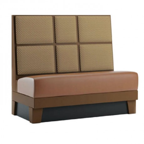 Square Patterned  Beige Leather Upholstered Cafe Booths
