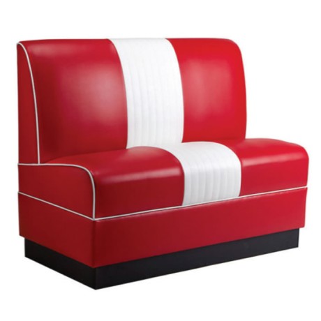 Red White Leather Upholstered Cafe Booths