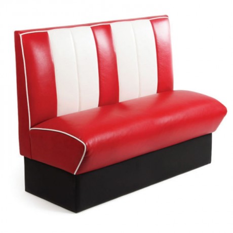 Red and White Leather Upholstered Cafe Lounge