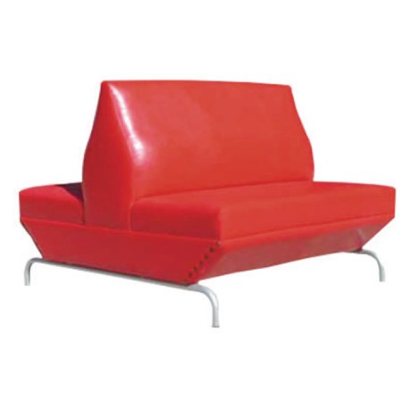 Red Leather Upholstered Metal Leg Cedar