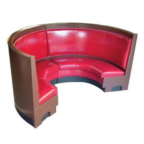 Red Leather Upholstered Round Booths