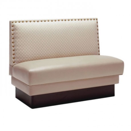 Cream Leather Upholstered Cafe Couch