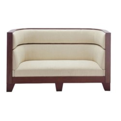 Krem Derili Oval Ahşap Sedir Krem Derili Oval Ahşap Sedir