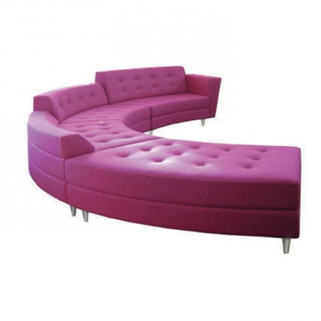 Pink Leather Upholstered Waiting Couch