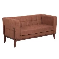 Light Brown Square Pattern Back Surface Hotel Booth Sofa With Wooden Foot Cushion