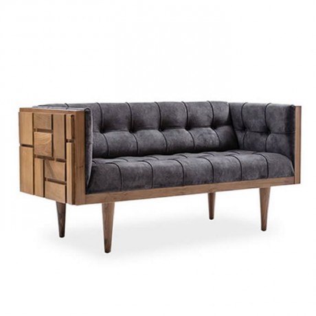 Patterned Wooden Facade Sofa Couch Booth