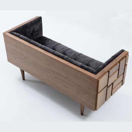 Patterned Wooden Facade Sofa Couch Booth