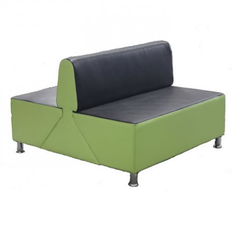 Double Sided Cedar Upholstered in Pistachio Green Black Artificial Leather