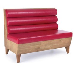 Kırmızı Dilimli Suni Deri Kaplı Ahşap Cafe Sediri Kırmızı Dilimli Suni Deri Kaplı Ahşap Cafe Sediri