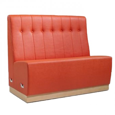Red Artificial Leather Covered Single Line Quilted Comfortable Cafe Restaurant Booths