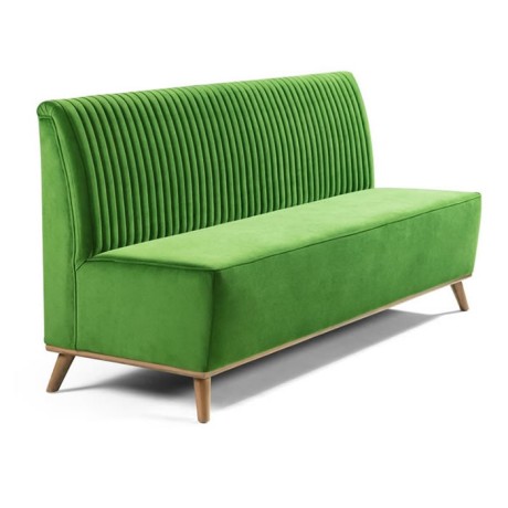 Retro Leg Beech Skeleton Sliced Back Peanut Green Fabric Upholstered Booth