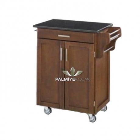 Service Cabinet with Wooden Walnut Painted Wheel