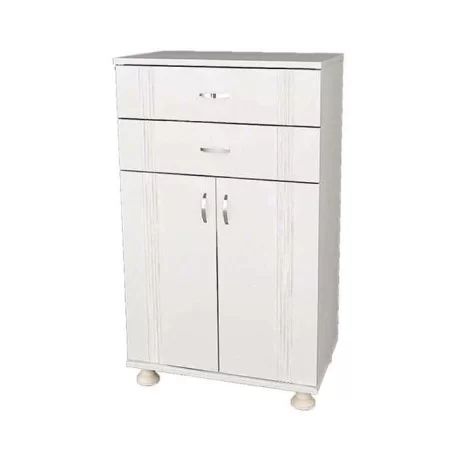 White Lacquered Painted Two-Drawer High Restaurant Service Cabinet White Lacquered Painted Two-Drawer High Restaurant Service Cabinet