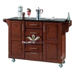 Shërbëtor me rrota të lyer me dru të errët Shërbëtor me rrota të lyer me dru të errët