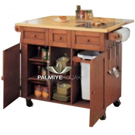 Three-Door Wooden Service Cabinet with Drawer