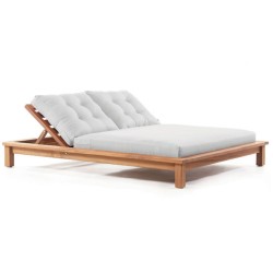 Ahşap Krem Minderli Şezlong Ahşap Krem Minderli Şezlong