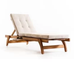 Holz Creme Gepolsterte Sonnenliege