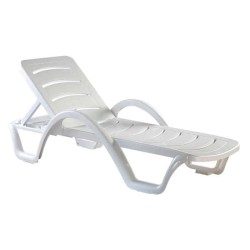 Beyaz Plastik Kollu Şezlong