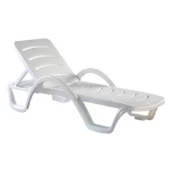 Beyaz Plastik Kollu Şezlong