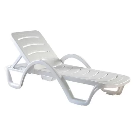 White Plastic Sunbed Mit Arm White Plastic Sunbed Mit Arm